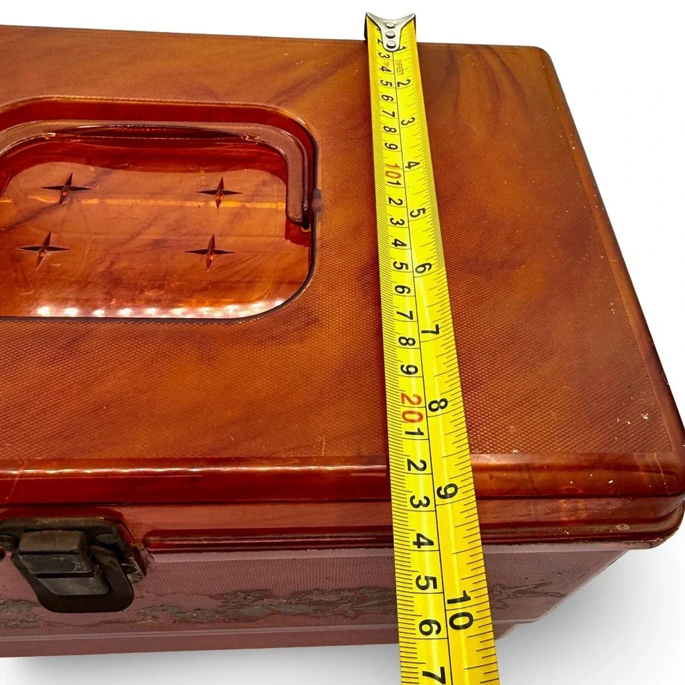Vintage Wilson Wil-Hold Orange Plastic Sewing Box Amber Translucent Tray USA 14